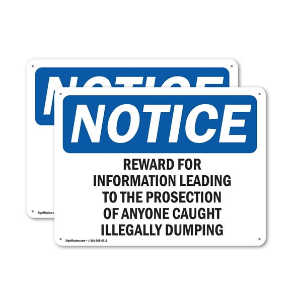 (2 Pack) Reward For Information Leading To The Prosecution OSHA Notice Sign 24 Inch X 18 Inch Indoor / Outdoor Rust-Free Aluminum Metal Signs for Workplace, Workshop, and Construction