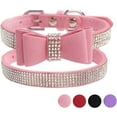 thumbnail image 1 of 2-Pack Rhinestone Cat Collar Soft Suede Glitter Diamond Jewelry Crystal Girl Puppy Collar with Bow for XXS XS Small Medium Female Dogs & Kitten, 1 of 5