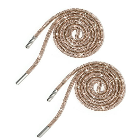 2 Pack Rhinestones Shoelaces 140cm Glittering Round Laces Shining Crystal Shoe Lace Strings Drawstring Cords Replacement