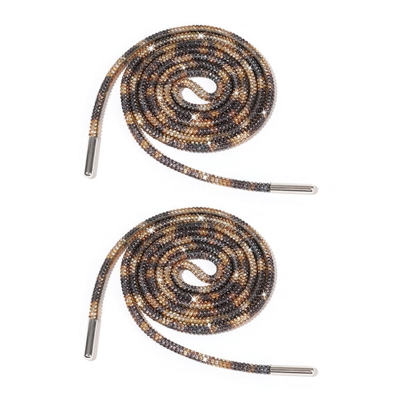 2 Pack Rhinestones Shoelaces 140cm Glittering Round Laces Shining Crystal Shoe Lace Strings Drawstring Cords Replacement