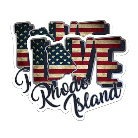 (2 Pack) Rhode Island Love State Stickers - RI State USA Flag - Choose from 50 States - 5" On Longest Side - Premium Vinyl - for Cars, Trucks, Skateboards, Laptops - Made in USA - BMCS1445