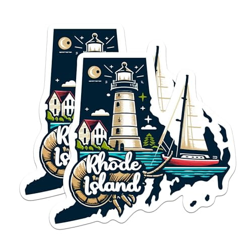 (2 Pack) Rhode Island State Shape Magnets - RI State Magnet - Choose from 50 States - 5" On Longest Side - Premium Magnet - for Cars, Refrigerators, Toolboxes - Made in USA - MAG1274