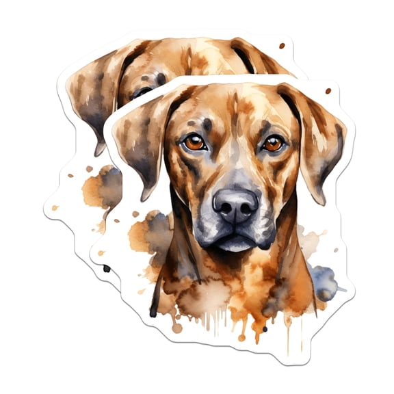 (2 Pack) Rhodesian Ridgeback Stickers - Watercolor Dog Art - Pet Lover Decal - 5" On Longest Side - Sticks to Smooth Flat Surfaces - Made in USA - BMCS29537