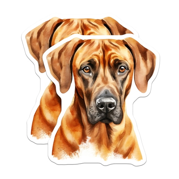 (2 Pack) Rhodesian Ridgeback Stickers - Watercolor Dog Art - Pet Lover Decals - 5" On Longest Side - Sticks to Smooth Flat Surfaces - Made in USA - BMCS24579