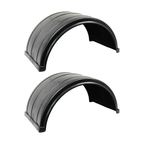 2 Pair Black Ribbed Poly Fenders for 24.5" Semi Truck Trailer Rear Wheels Durable Wheel Fender for Flatbed, Gooseneck & Dump Trucks