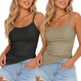 thumbnail image 1 of 2 Pack Ribbed Spaghetti Strap Tank Tops for Women, Scoop Neck Slim Fit Basic Camisoles Soft Stretchy Layering Shirts, 1 of 8