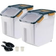 thumbnail image 1 of 2 Pack Rice Storage Container 25 lbs, Airtight Flour Storage Containers with Wheels Seal Locking Lid, BPA Free, Rice Bin with Measuring Cup & Scoop for Flour, Sugar, Cereal (Blue), 1 of 8