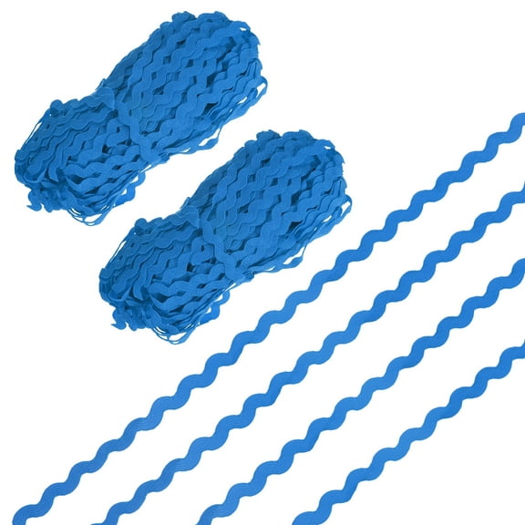 2-Pack Rick Rack Trim, 28 Yard 5mm / 0.2 Inch Wave Bending Fringe Trimming Ribbon, Polyester RIC Rac Trim [Blue]