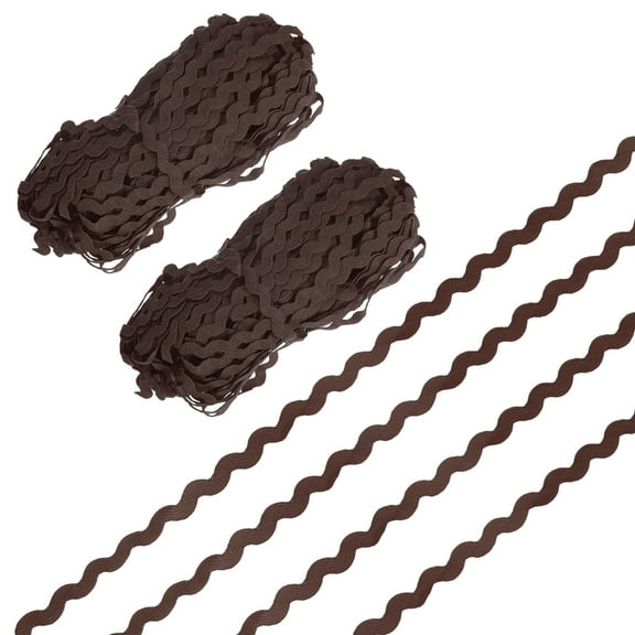 2-Pack Rick Rack Trim, 28 Yard 5mm / 0.2 Inch Wave Bending Fringe Trimming Ribbon, Polyester RIC Rac Trim [Coffee]