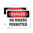 thumbnail image 1 of (2 Pack) No Riders Permitted OSHA Danger Sign 7 Inch X 5 Inch Vinyl Label Decal Sticker Weather Resistant, UV Protected for Workplace, Business, and Construction Site, Made in the USA, 1 of 7