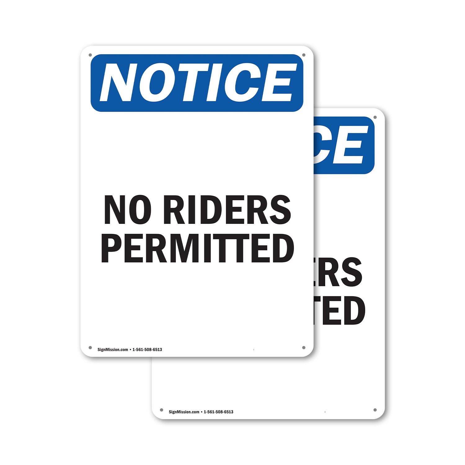 (2 Pack) No Riders Permitted OSHA Notice Sign 12 Inch X 18 Inch Plastic ...