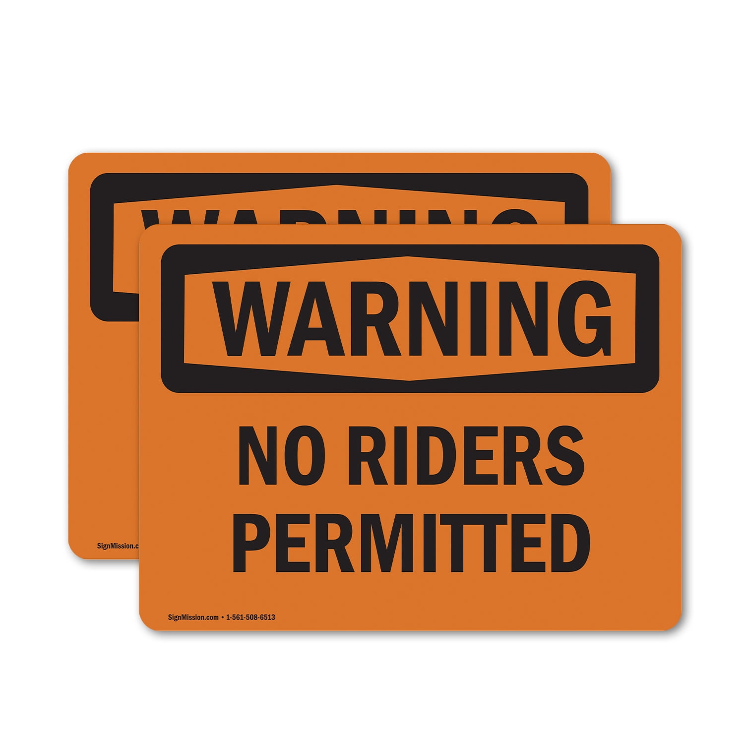 (2 Pack) No Riders Permitted OSHA Warning Sign 5 Inch X 3.5 Inch Vinyl ...