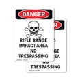 thumbnail image 1 of (2 Pack) Rifle Range Impact OSHA Danger Sign 5 Inch X 7 Inch Vinyl Label Decal Sticker Weather Resistant, UV Protected for Workplace, Business, and Construction Site, Made in the USA, 1 of 7
