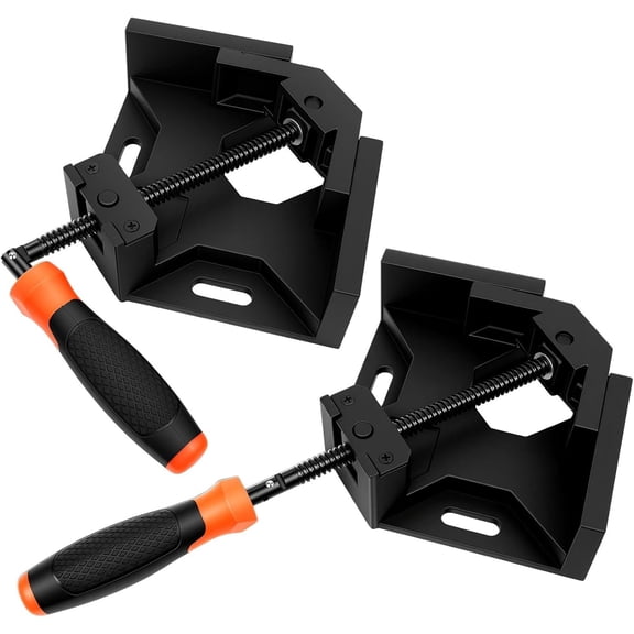 2-Pack Right Angle Clamp | Self-Adjusting Swing Jaw & Fold-Flat Handle | Corner Clamps for Woodworking, Welding & Gang-Clamping