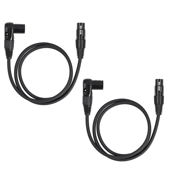 2 Pack Right Angle XLR Cable, Male to Straight Female 1FT, 90 Degree Mic Cord for Mixer, Studio, Podcast