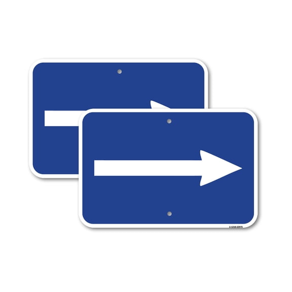 (2 Pack) Right Arrow Symbol | 18" X 24" Heavy-Gauge Aluminum Sign | Rust Free Aluminum, Weather Resistant, Waterproof, Fade Resistant, 2 Pre-drilled Holes