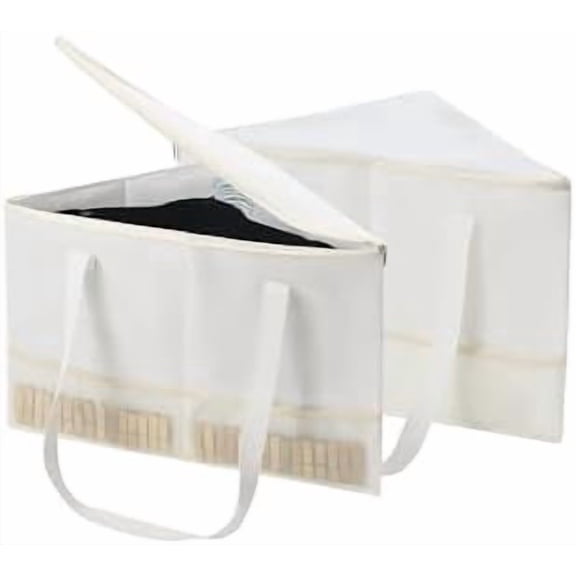 2 Pack Rigid Hanger Organizer, Triangle Storage Bin with Lid, Hanger Holder Stand for Space Saving, Clothes Organizer Stacker for Closet Laundry Rooms