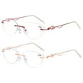 thumbnail image 1 of 2 Pack Rimless Blue Blocking Reading Glasses Invisible Bifocals Cat Eye Readers, 1 of 3