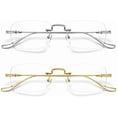 thumbnail image 1 of 2 Pack Rimless Reading Glasses Women Men Stylish Metal Frame Computer Work Book, 1 of 8