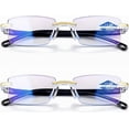 thumbnail image 1 of 2 Pack Rimless Reading Glasses for Men Women Rectangle Lightweight Frame Readers Office Use, 1 of 8