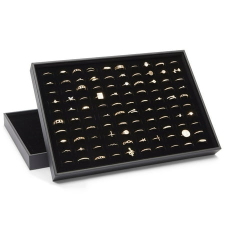 2 Pack Ring Display Tray Velvet, 100 Slot Foam Jewelry Organizer for Storage (13.8x9.5 x1.3 in)