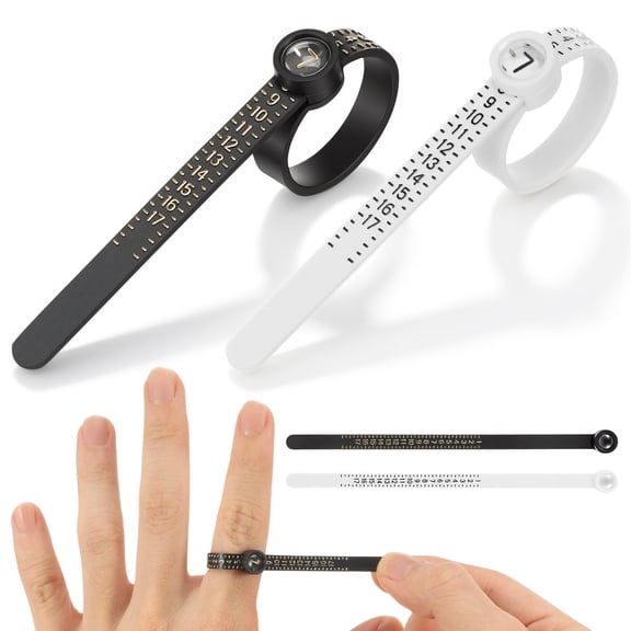 2 Pack Ring Sizer Measuring Tool with Magnifier for Clear and Intuitive Reading Reusable TPU Ring Sizer with Lens 1-17