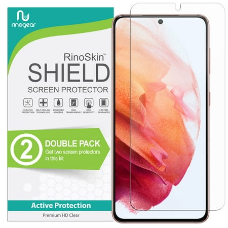 (2-Pack) RinoGear Screen Protector for Samsung Galaxy S21 5G (Fingerprint ID Compatible) Case Friendly Accessories Flexible Full Coverage Clear TPU Film