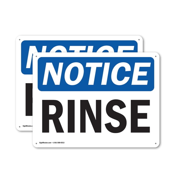 (2 Pack) Rinse OSHA Notice Sign 14 Inch X 10 Inch Indoor / Outdoor Rust-Free Aluminum Metal Signs for Workplace, Workshop, and Construction Site, Made in the USA