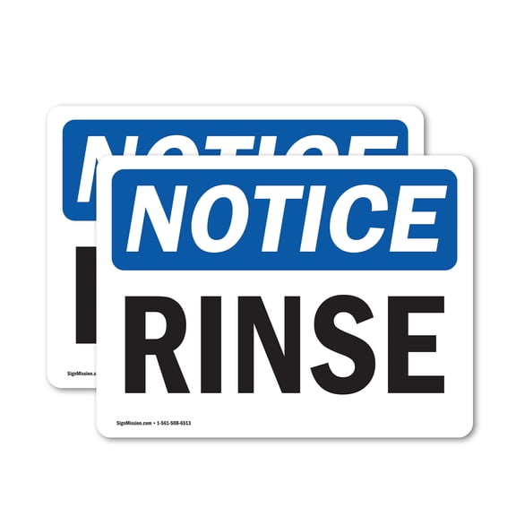 (2 Pack) Rinse OSHA Notice Sign 14 Inch X 10 Inch Vinyl Label Decal Sticker Weather Resistant, UV Protected for Workplace, Business, and Construction Site, Made in the USA