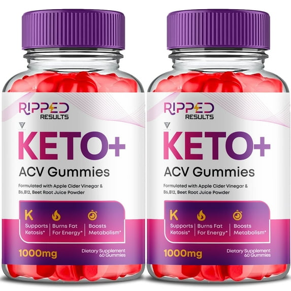 (2 Pack) Ripped Results Keto + ACV 1000mg Healthy Gummies Vitamin B12 Vitamin B6 Apple Cider Vinegar Reviews (120 Gummies)