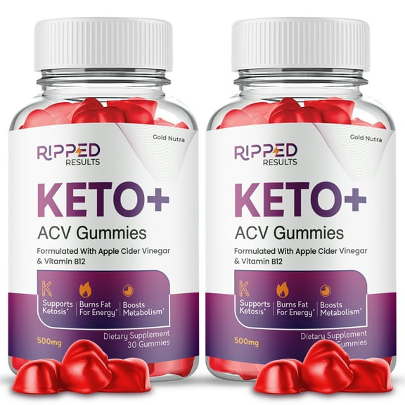(2 Pack) Ripped Results Keto ACV Gummies, RippedResults + Apple Cider Vinegar, Maximum Strength Supplement for Men and Women