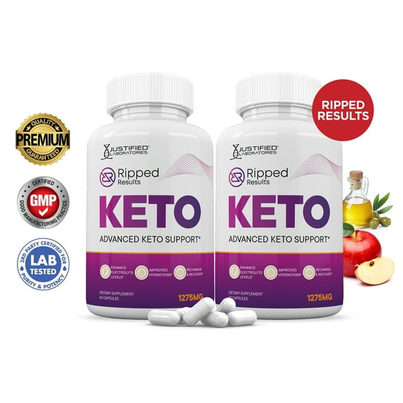 (2 Pack) Ripped Results Keto ACV Pills 1275mg Alternative to Gummies Dietary Supplement 120 Capsules