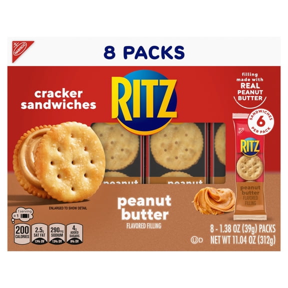 2 Pack - Ritz Crackers Sandwiches Peanut Butter Wrapper 8 Count 11.04 oz Package May Vary