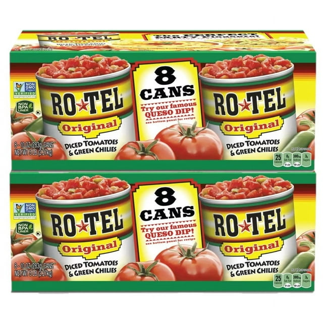 2 Pack RoTel Diced Tomatoes & Green Chilies (10 oz., 8 ct