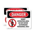 thumbnail image 1 of (2 Pack) Robot Operating Area Do Not Enter OSHA Danger Sign 14 Inch X 10 Inch Plastic Sign, Weather Resistant, UV Protected for Workplace, Business, and Construction Site, Made in the, 1 of 8