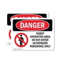 thumbnail image 1 of (2 Pack) Robot Operating Area Do Not Enter OSHA Danger Sign 18 Inch X 12 Inch Vinyl Label Decal Sticker Weather Resistant, UV Protected for Workplace, Business, and Construction Site,, 1 of 7