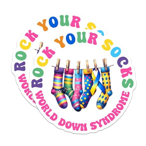 (2 Pack) Rock Your Socks Magnets - World Down Syndrome - 5" On Longest Side - for Cars, Fridges, Toolboxes - Made in USA - MAG8196