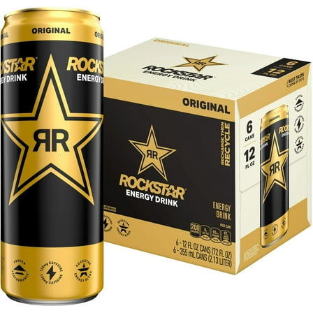 (2 Pack) Rockstar Energy Drink Original 12 fl Oz, 6 Count Cans