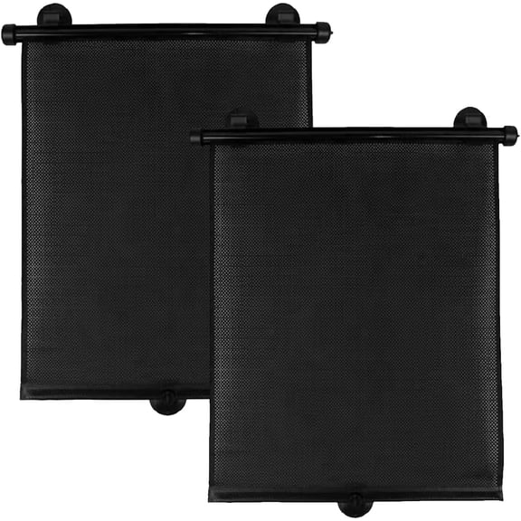 2 Pack Roller Car Side Window Sun Shade, Retractable Car Window Shade for UV and Sun Glare Protection (18"x20")