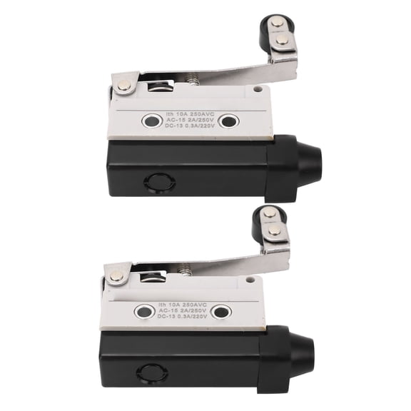 2 Pack Roller Lever Micro Limit Switch NO+NC SPDT 250V AC 10A Heavy Duty Momentary Position Control Switch for Automation Equipment