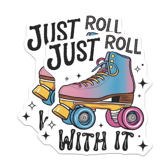 (2 Pack) Roller Skate Magnets - Just Roll with It - Retro Roller Derby Accessories - 5" On Longest Side - Premium Magnet - for Cars, Refrigerators, Toolboxes, Lockers - Made in USA - MAG17847