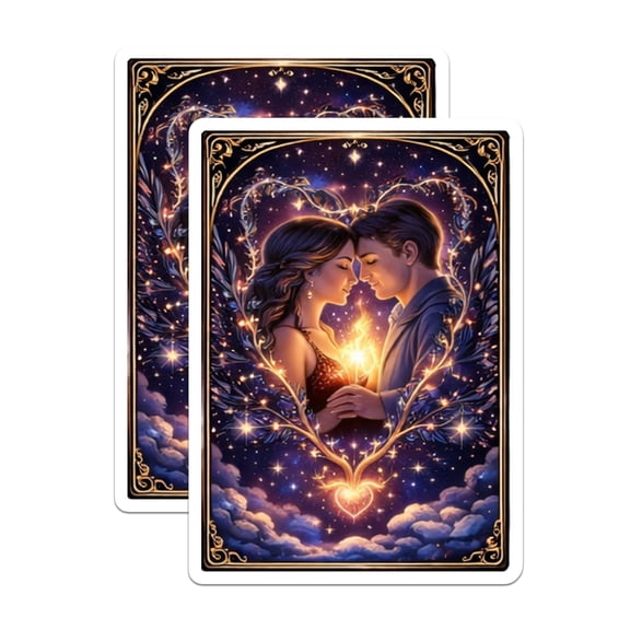 (2 Pack) Romantic Couple Magnets - Stargazing Lovers - Heart of Stars Art - 5" On Longest Side - Premium Magnet - for Cars, Refrigerators, Toolboxes, Lockers - Made in USA - MAG16032
