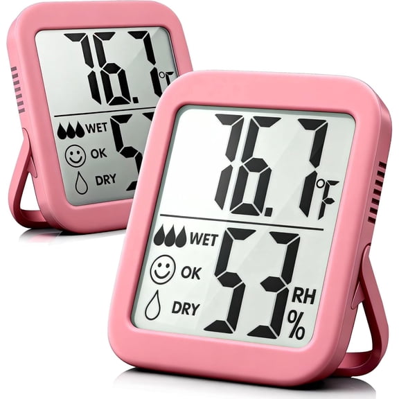 2 Pack Room Thermometer for Home, Hygrometer Indoor Humidity Meter Gauge, Digital Temperature and Humidity Sensor Monitor for House, Terrarium, Incubator, Greenhouse - Battery Included