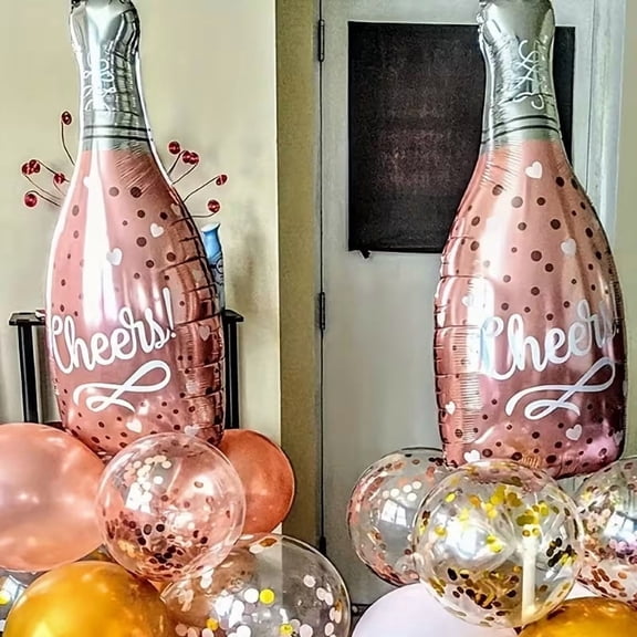 2 Pack Rose Gold Wine Bottle Balloons - Elegant Party Decorations for Birthdays, Anniversaries, Weddings & More