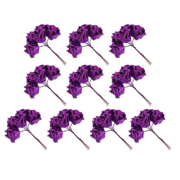2 Pack Rose Head Wedding Decoration Flowers Artificial Roses Baby Bride Purple