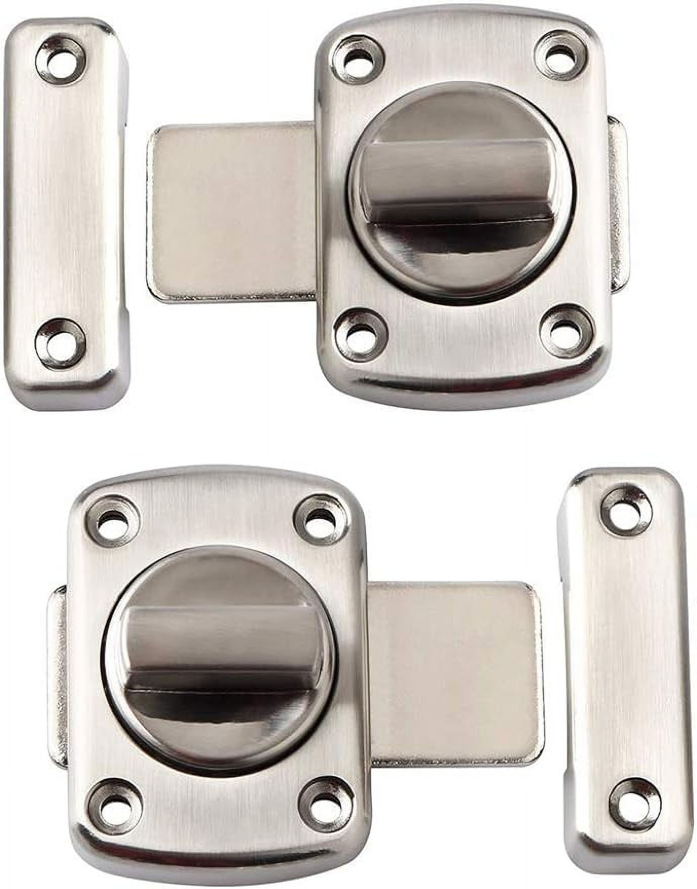 (2 Pack) Rotate Bolt Latch Gate Latches Safety Door Slide Lock, Brushed