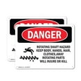 thumbnail image 1 of (2 Pack) Rotating Shaft Hazard Keep Body OSHA Danger Sign 10 Inch X 7 Inch Plastic Sign, Weather Resistant, UV Protected for Workplace, Business, and Construction Site, Made in the USA, 1 of 8
