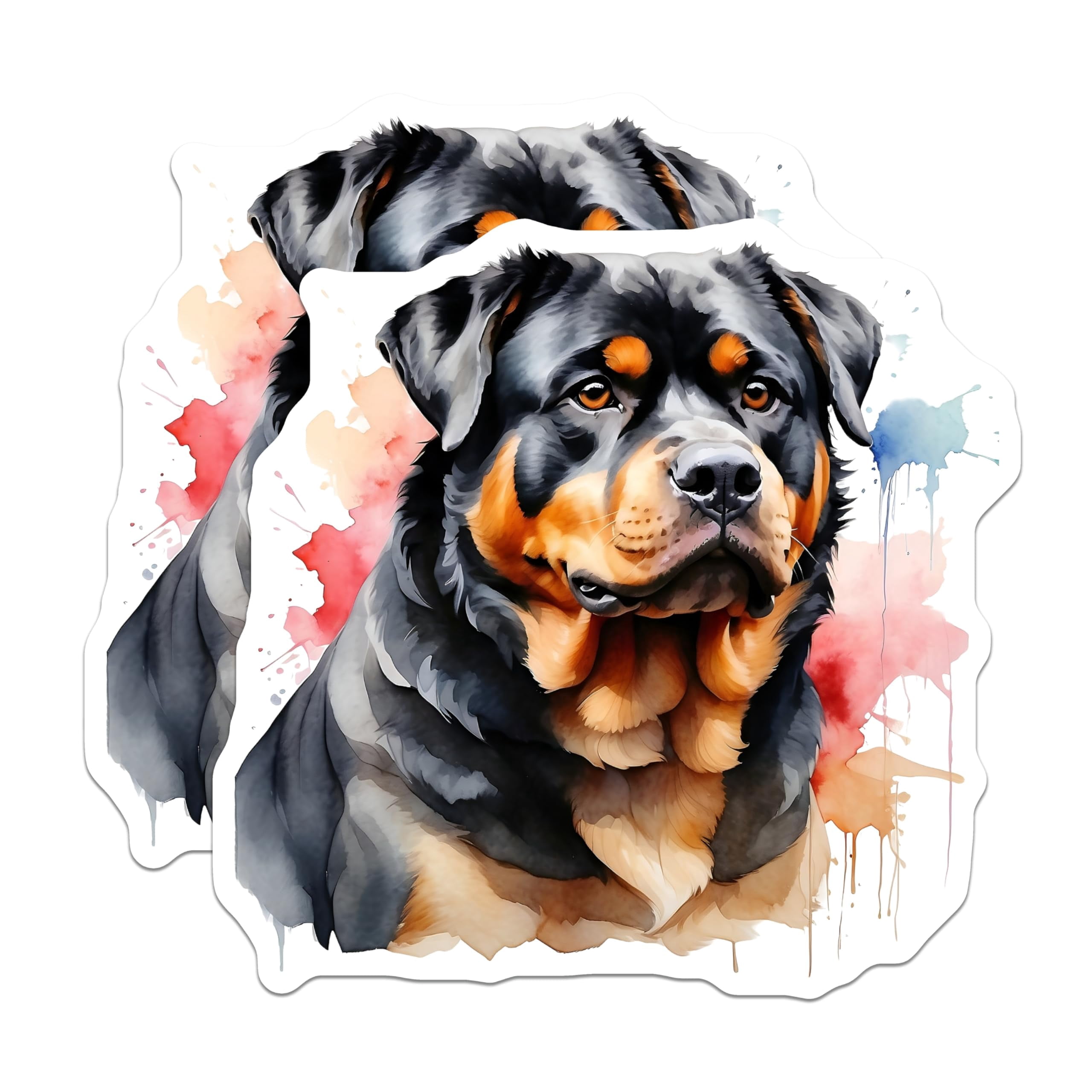 (2 Pack) Rottweiler Stickers - Dog Breed Decals - Watercolor Rottie Art ...