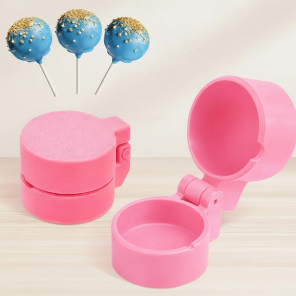 2-Pack Round Cake Pop Mold Press Set, ABS Cake Pop Maker, Circle Cake Pop Cutter and Pusher, Baking Molds Kit for Parties, Wedding, Home Desserts Making- Pink