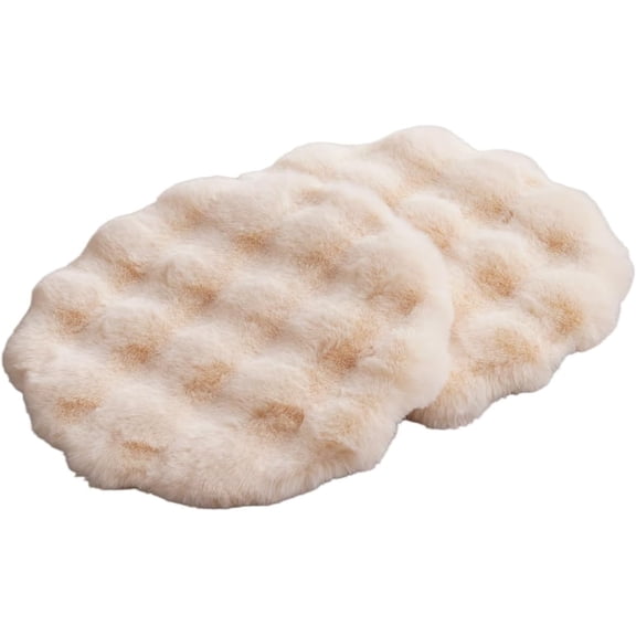 2-Pack Round Faux Rabbit Fur Pet Bed Cushion Pad, 23.6 Inch, Cat Tree Tower Replacement Mat for Cat Dog House Cage Crate Kennel (Beige)